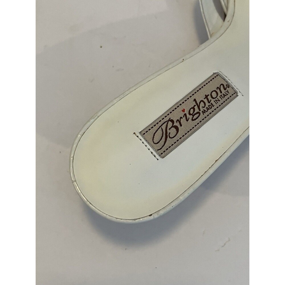 Brighton Kyoto Stacked Kitten Heel Sandals Size 8 M White Made in Italy - Picture 10 of 11